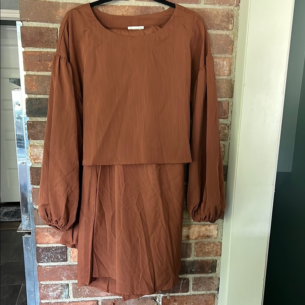 Elegant Brown Shirt & High Waist Skirt